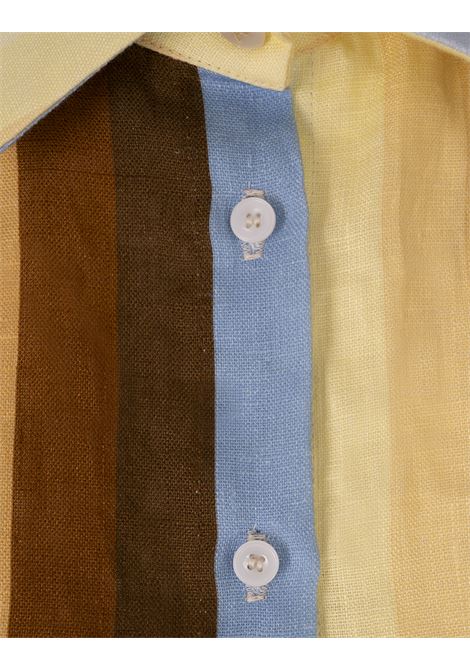 Abito Midi Tea In Lino Stampato AMOTEA | TEA-LINENDUSTY LIGHT BLUE/FADED YELLOW